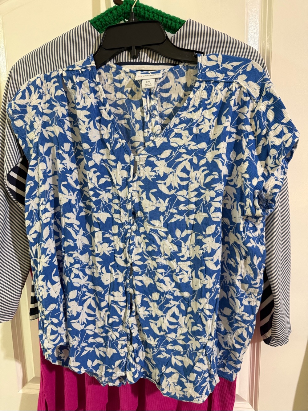 Liz Claiborne Blue and White Floral Lightweight Throw